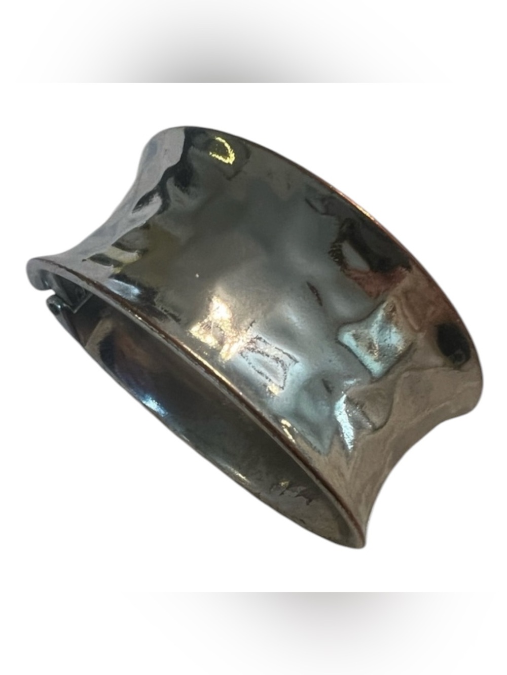 Wide hammered Silver tone Metallic Cuff Bracelet